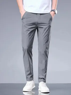 Summer New Business Ice Silk Pants Straight Elastic Casual Suit Pants