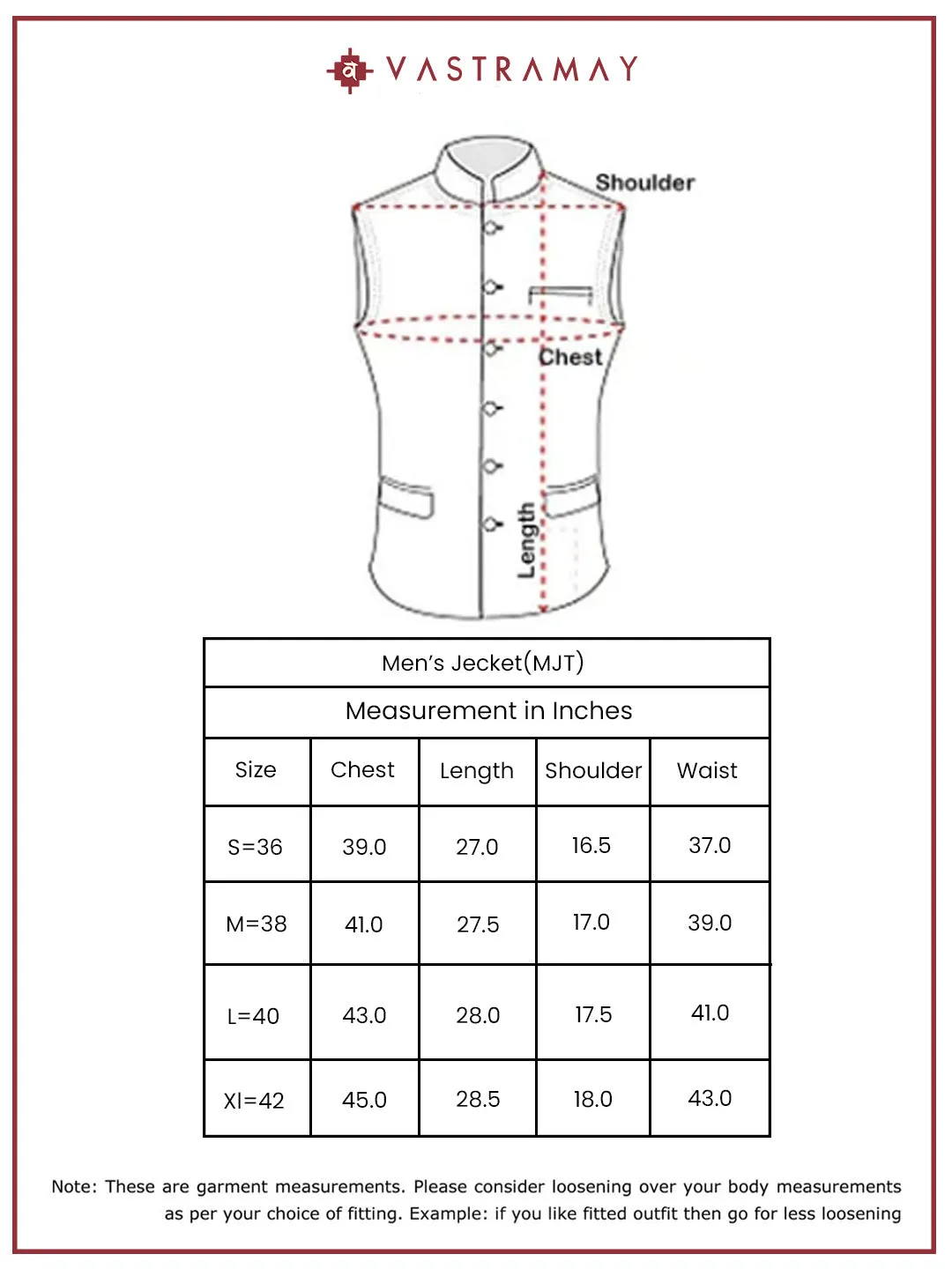 VASTRAMAY Men's Gold Viscose Nehru Jacket