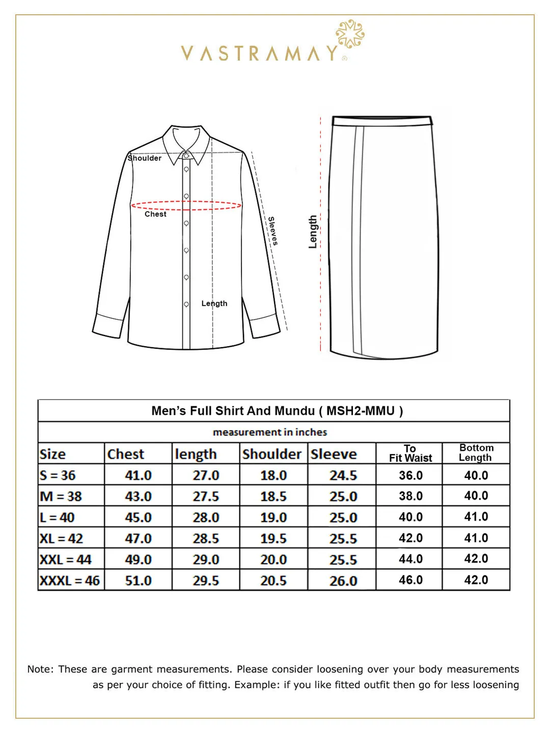 VASTRAMAY Men's Maroon Rayon Ethnic Shirt And Mundu Set