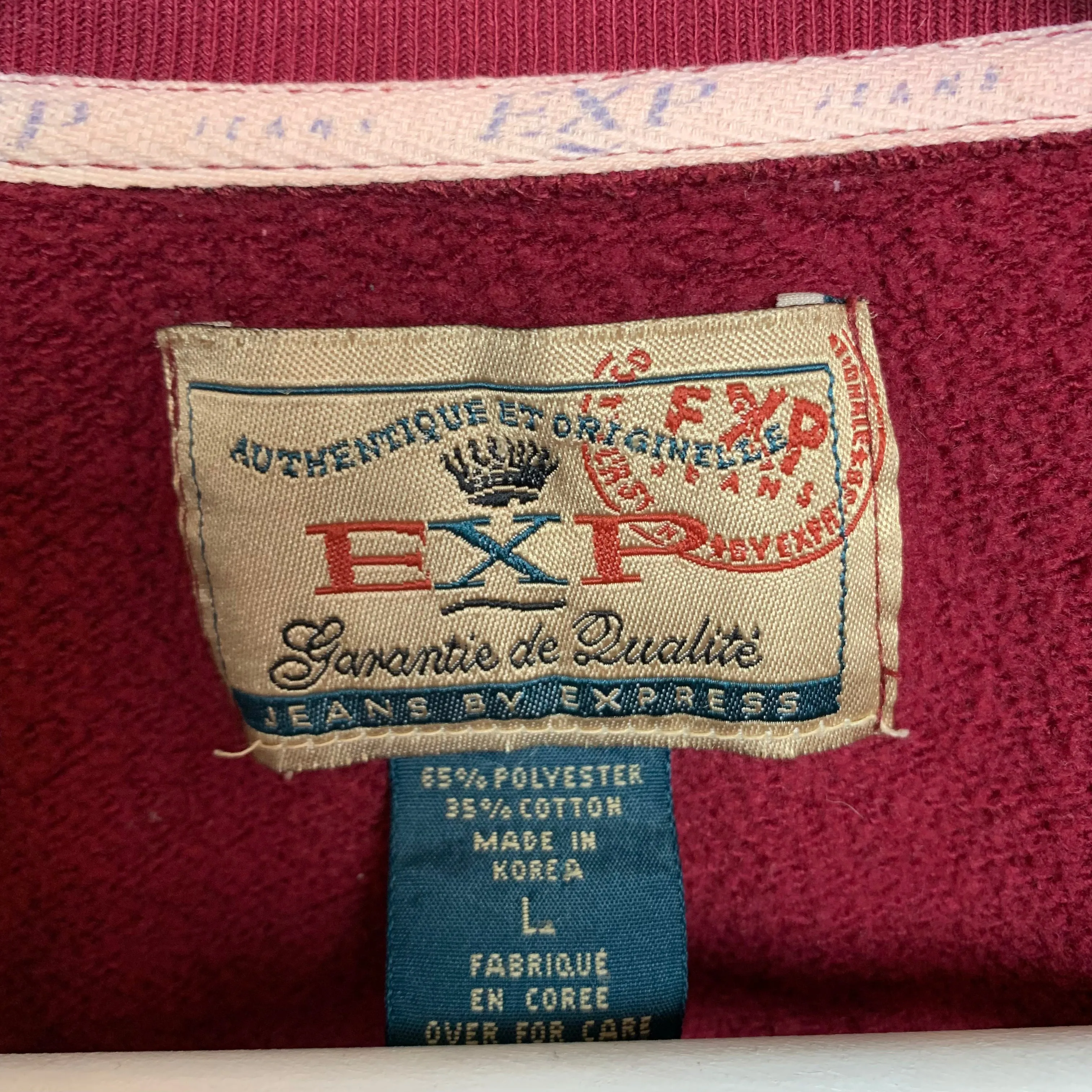 Vintage 90s Express Red Sweatshirt Large Plaid