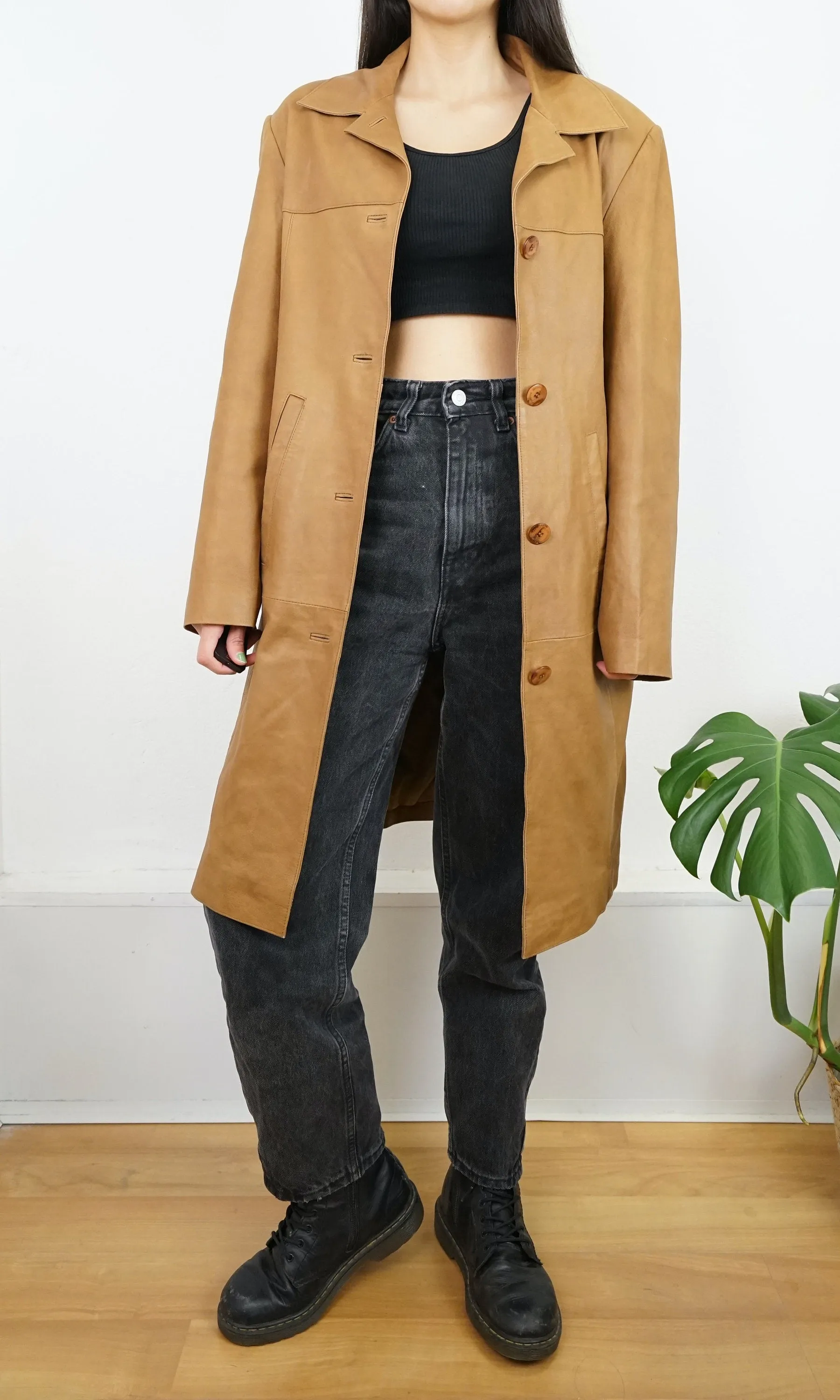 Vintage Mercedes Benz Leather Coat Size S