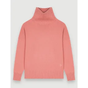 Women Loose-Fitting Stretch Cashmere Pullover - Pink