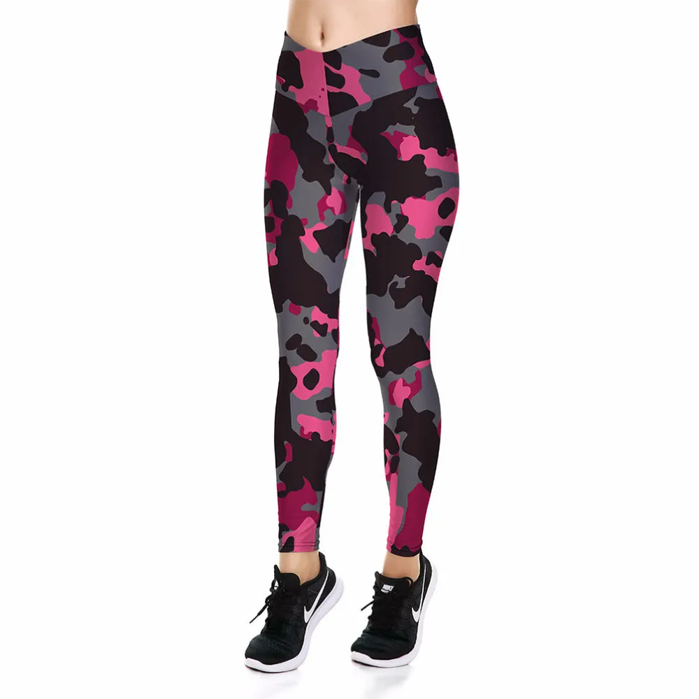 Women's Spring Black & Red Camouflage Pants
