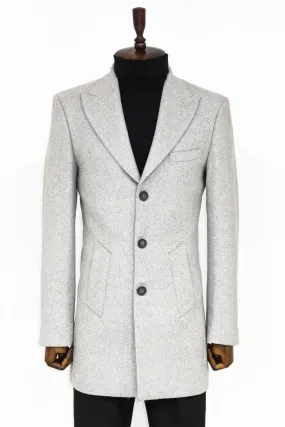 WSS Wide Lapel Wool Grey Men Coat  - Geelong