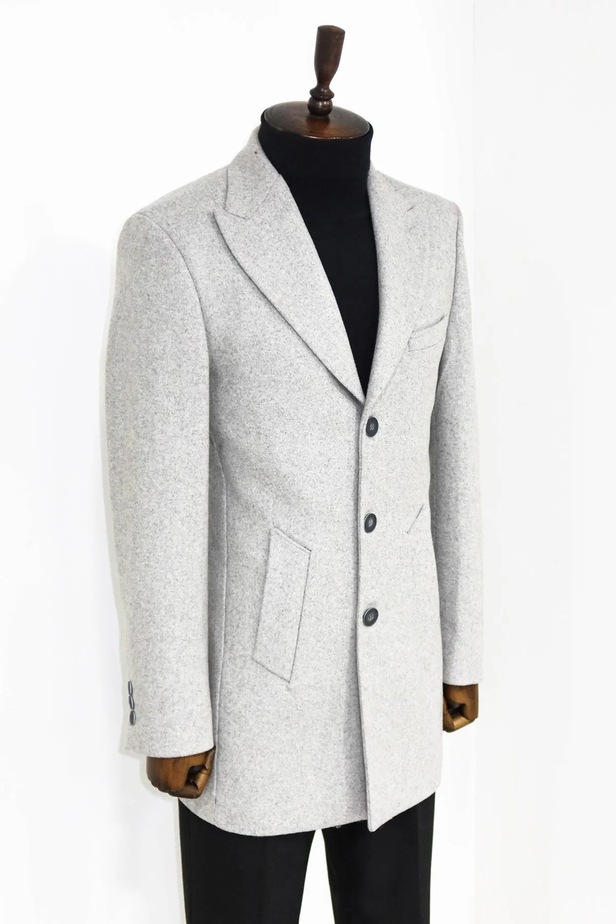 WSS Wide Lapel Wool Grey Men Coat  - Geelong